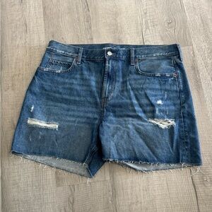 Old Navy Dark Blue Distressed Jean Shorts